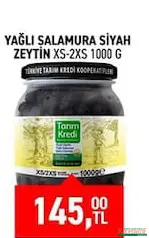 TARIM KREDİ YAĞLI SALAMURA SİYAH ZEYTİN 1000 G fiyat ve kampanya bilgisi